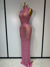 Sparkly Rhinestone Sleeveless Maxi Long Dress Sexy Mesh See Through Luxury Birthday Dress Evening Party Singer Stage Outfit